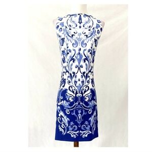Lauren Ralph Lauren Elegant Blue and White Sleeveless Dress Size 6